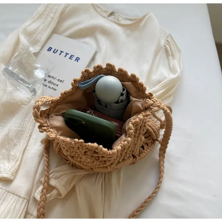 Retro Urban Crossbody Bag Women Cotton Rope Crochet Tan — feature 29