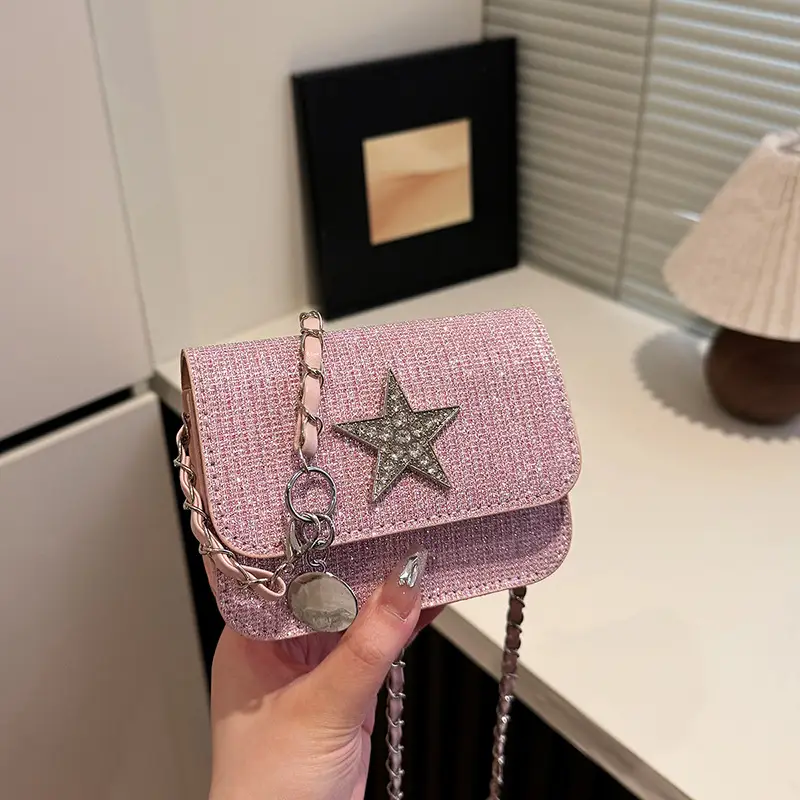 Women's Pink Star Chain Crossbody Bag