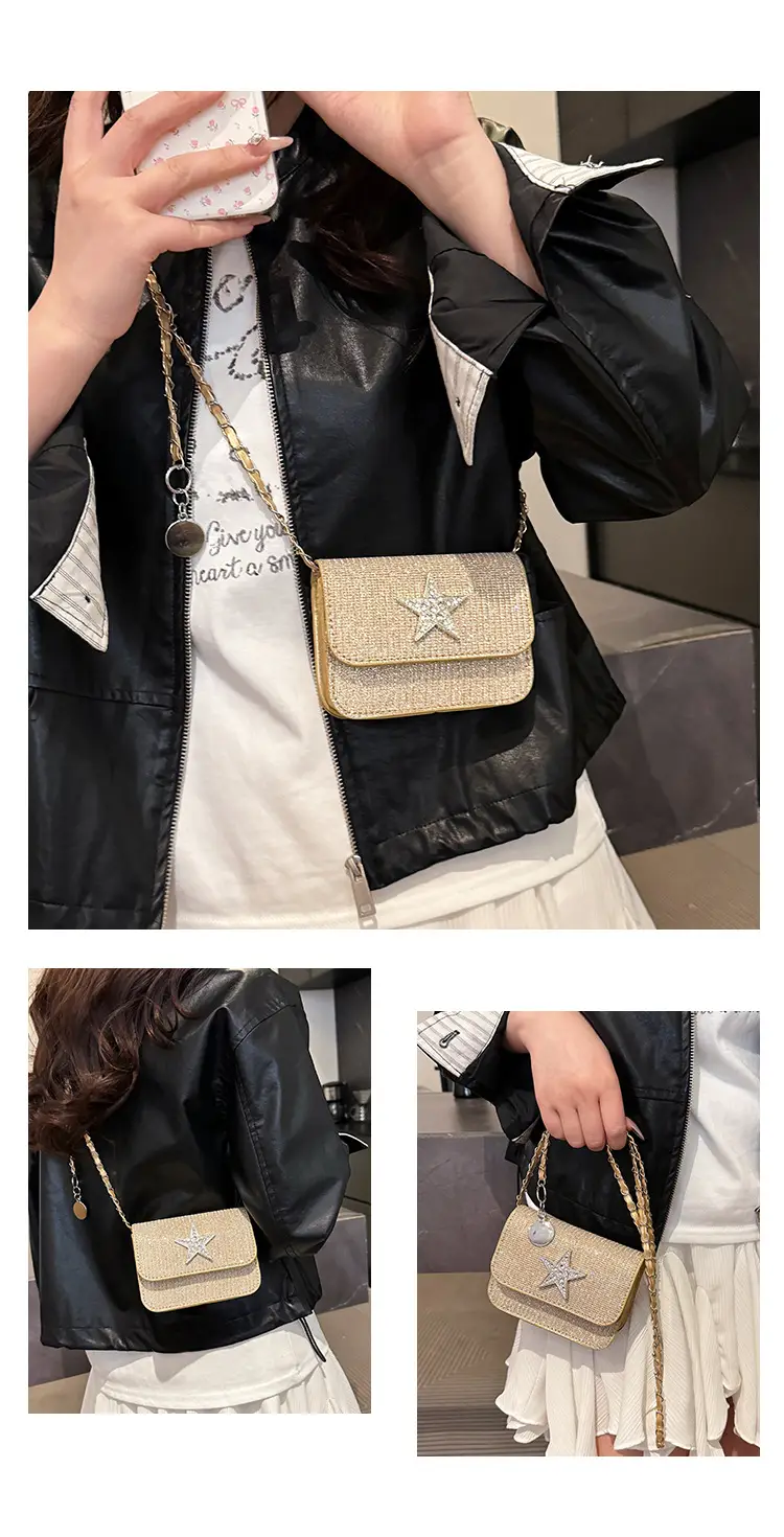Women's Pink Star Chain Crossbody Bag — feature 25