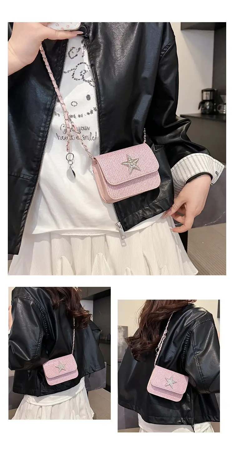 Women's Pink Star Chain Crossbody Bag — feature 26