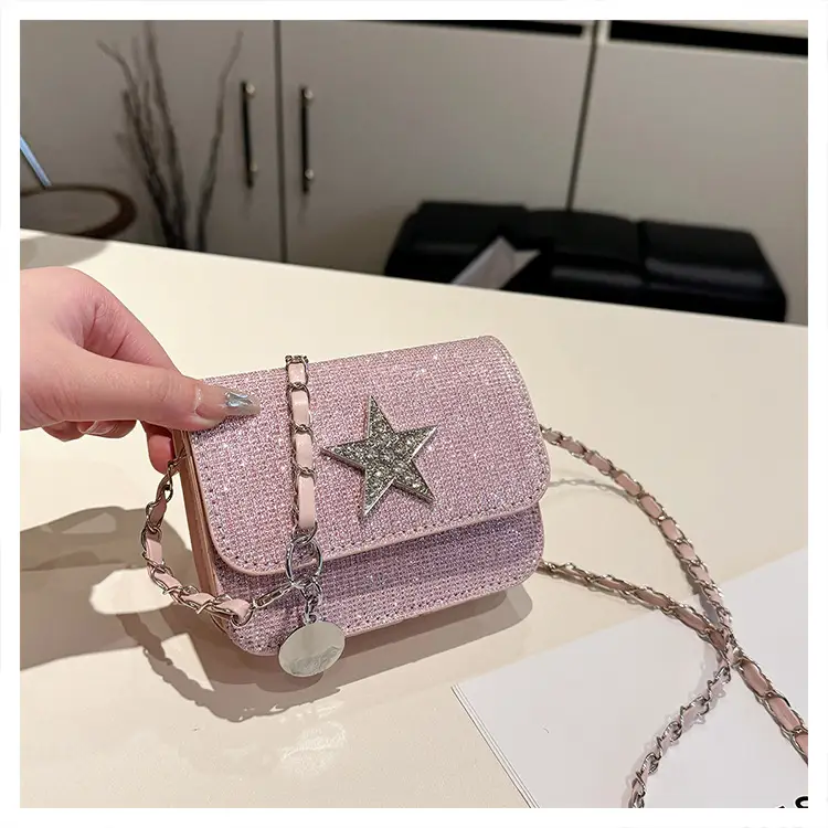 Women's Pink Star Chain Crossbody Bag — feature 34