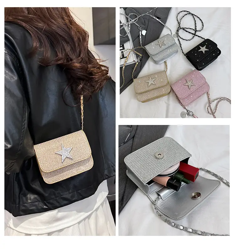 Women's Pink Star Chain Crossbody Bag — feature 5