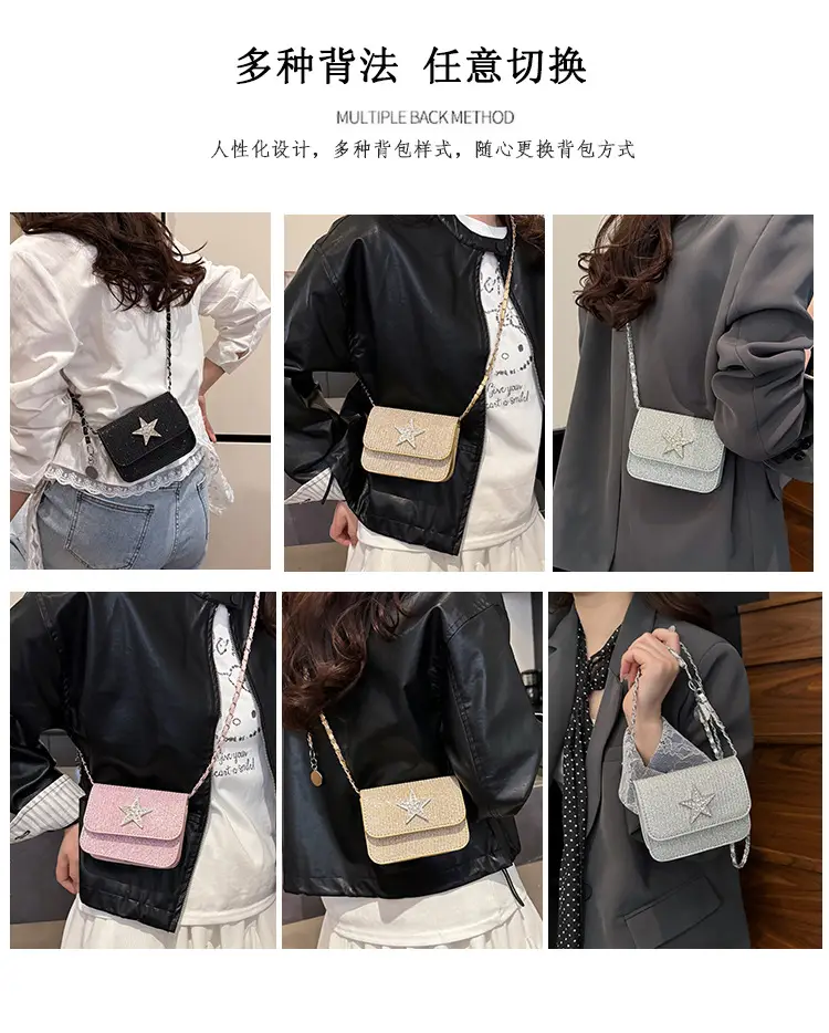 Women's Pink Star Chain Crossbody Bag — feature 6