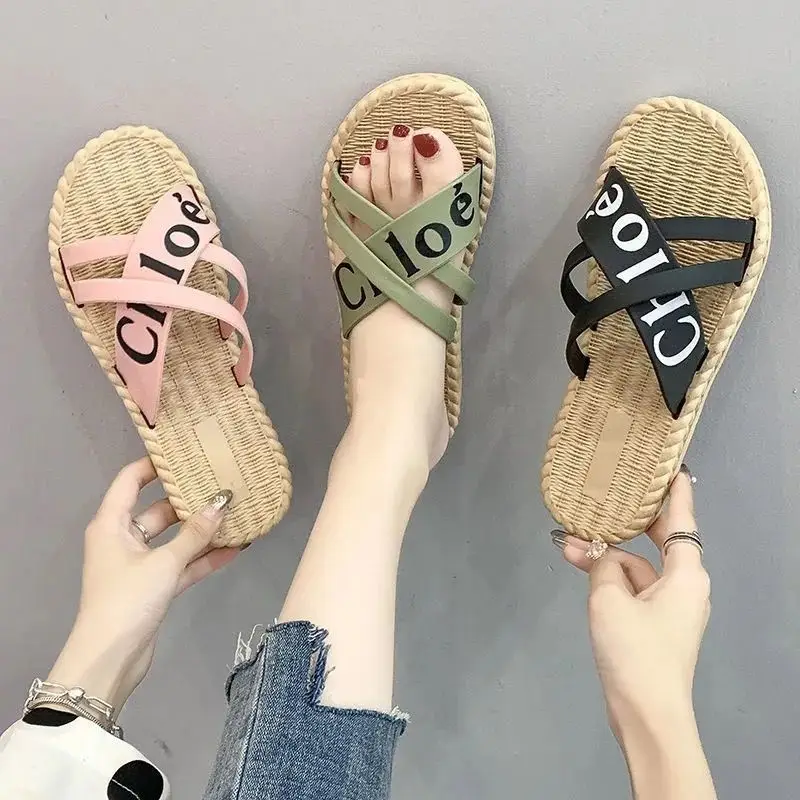 Korean Style Cross Strap Slippers Women Beach Wear - Image 8