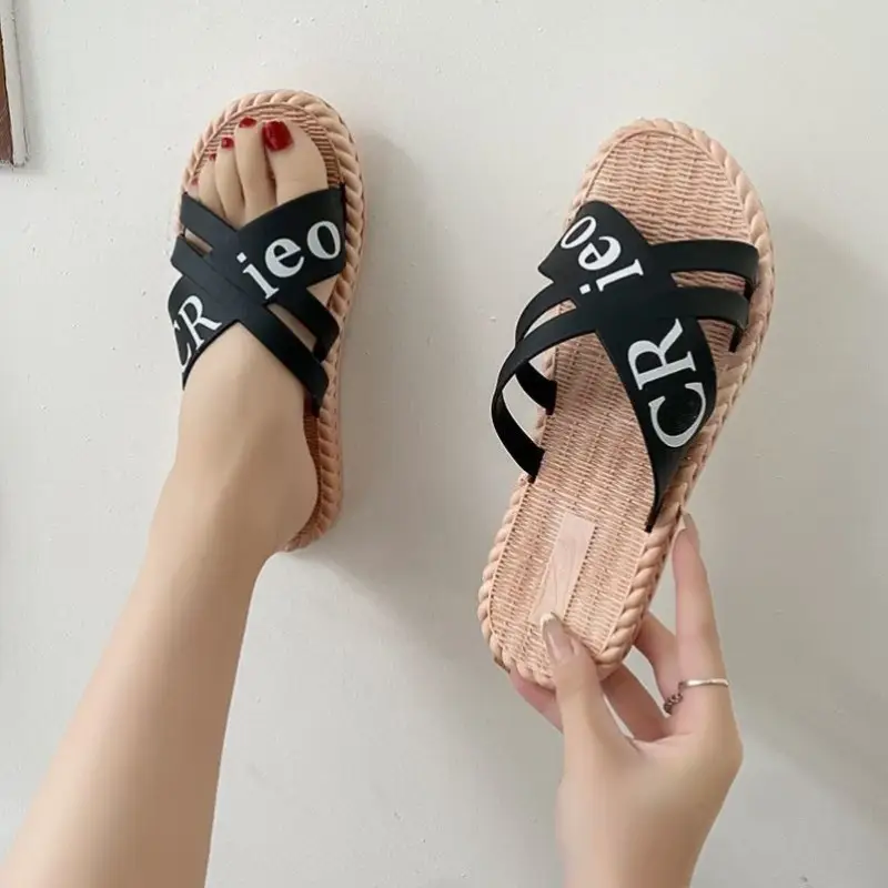 Korean Style Cross Strap Slippers Women Beach Wear - Image 10