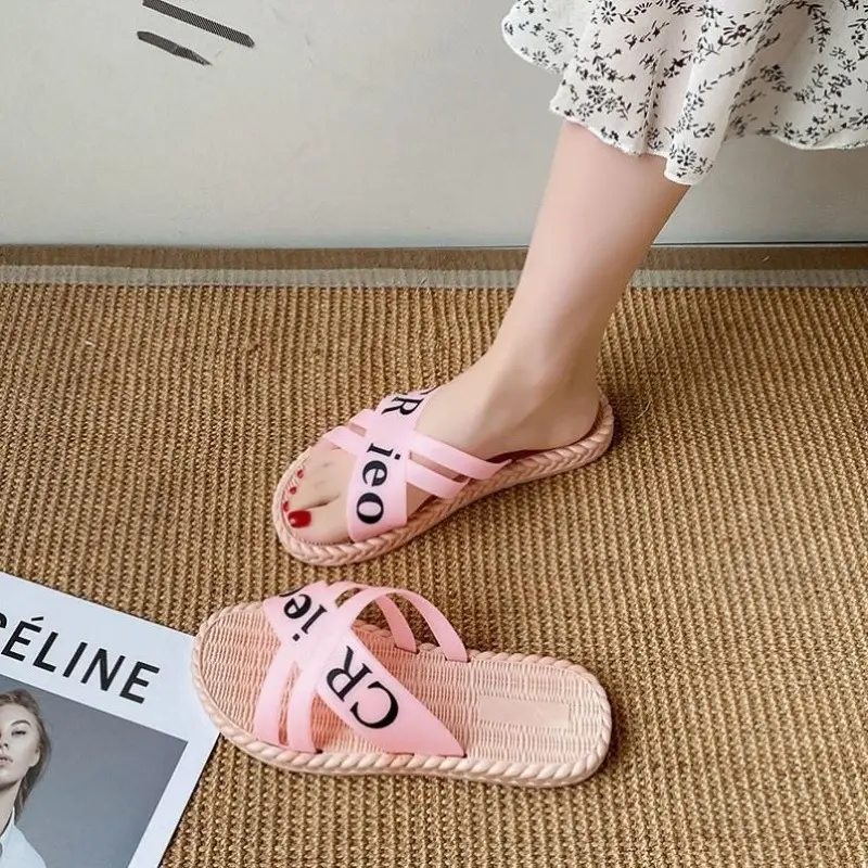 Korean Style Cross Strap Slippers Women Beach Wear - Image 11