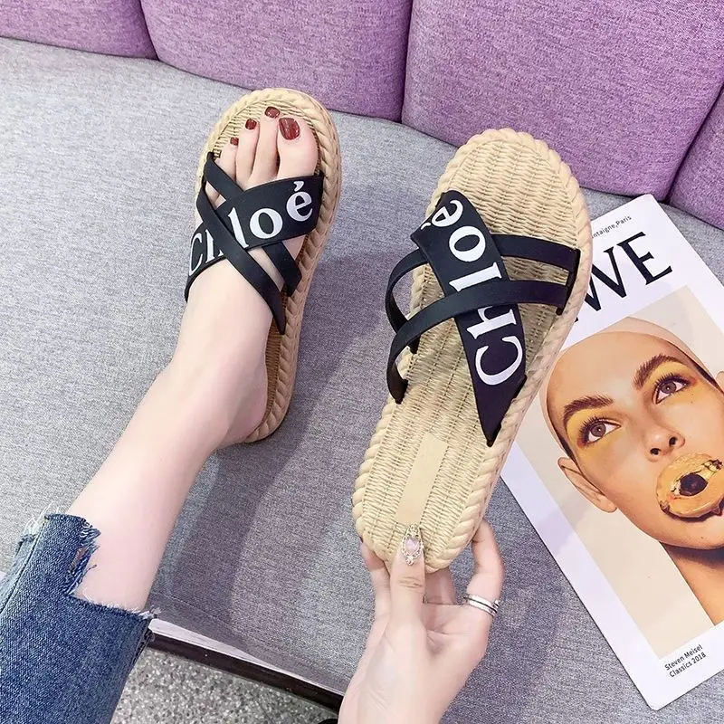 Korean Style Cross Strap Slippers Women Beach Wear - Image 2
