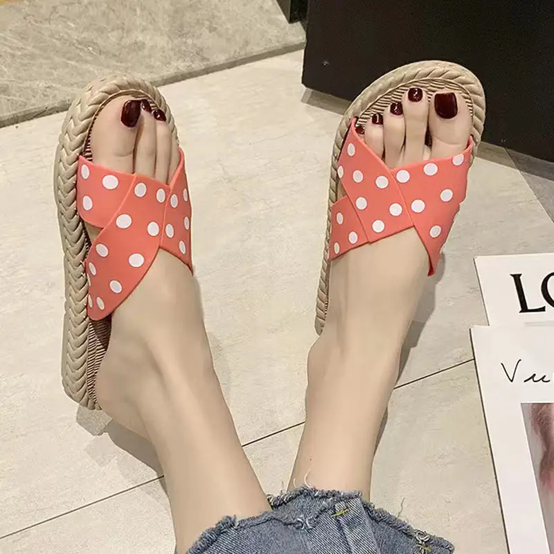 Korean Style Cross Strap Slippers Women Beach Wear - Image 5