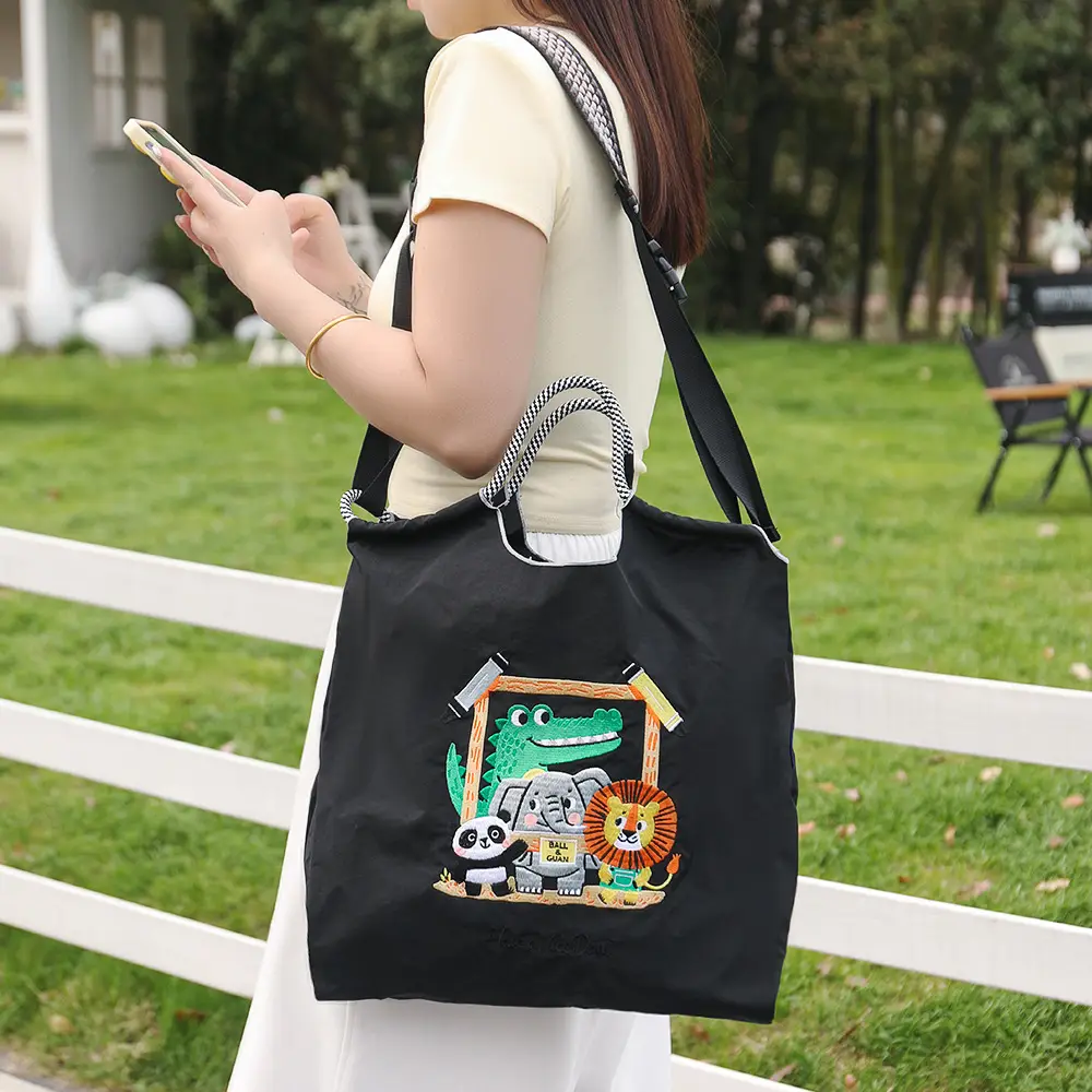 Japanese Cartoon Cartoon Tote Bag Black Nylon Women's Shoulder Bag - Image 29