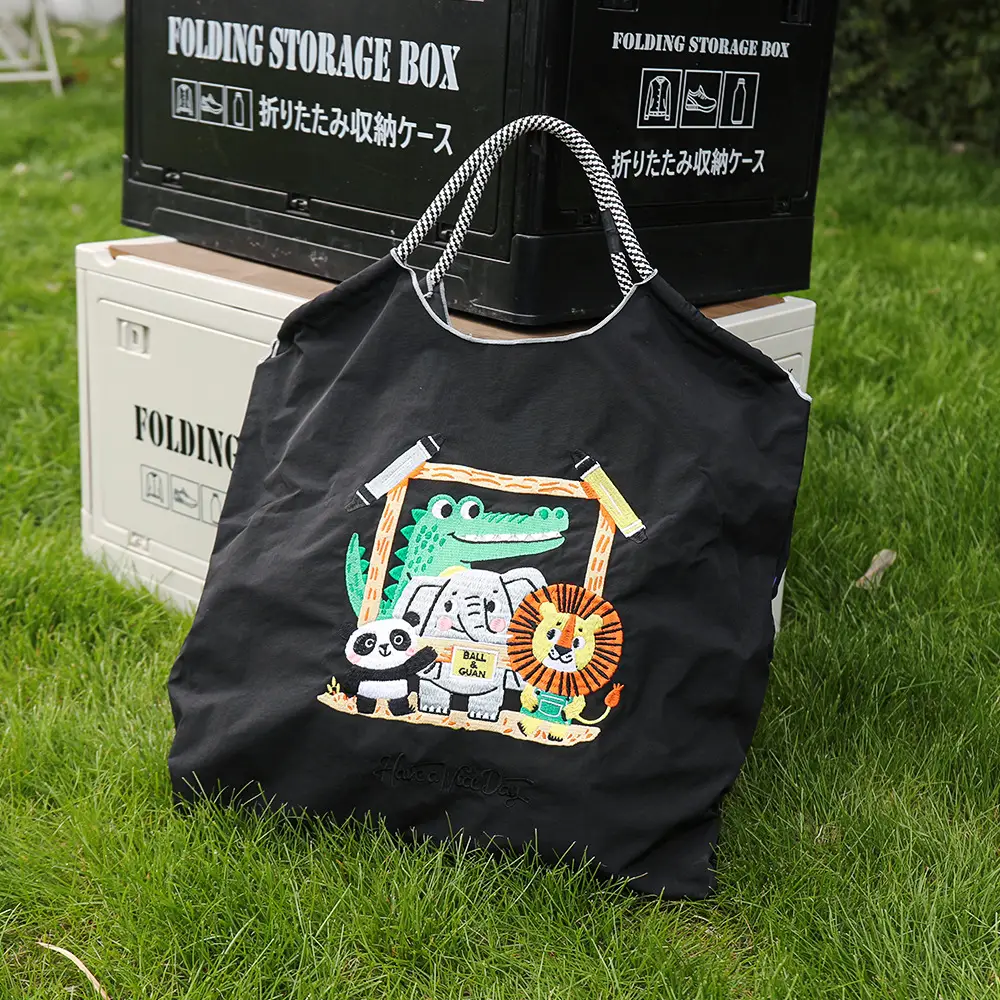Japanese Cartoon Cartoon Tote Bag Black Nylon Women's Shoulder Bag — feature 11