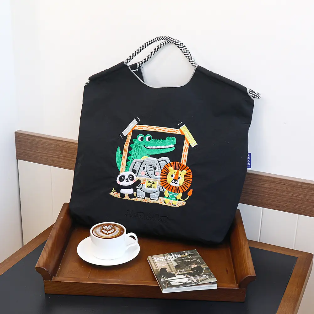 Japanese Cartoon Cartoon Tote Bag Black Nylon Women's Shoulder Bag — feature 12