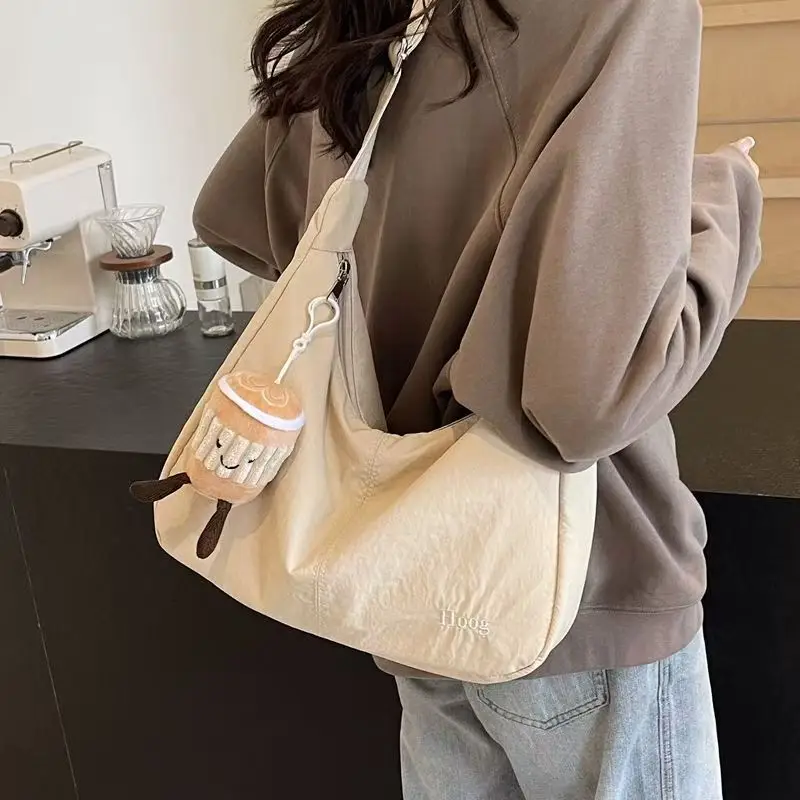 Women's Green Canvas Shoulder Bag 2025 Summer Lightweight Large Capacity — feature 14
