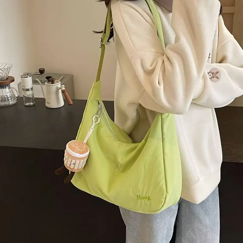 Women's Green Canvas Shoulder Bag 2025 Summer Lightweight Large Capacity — feature 30