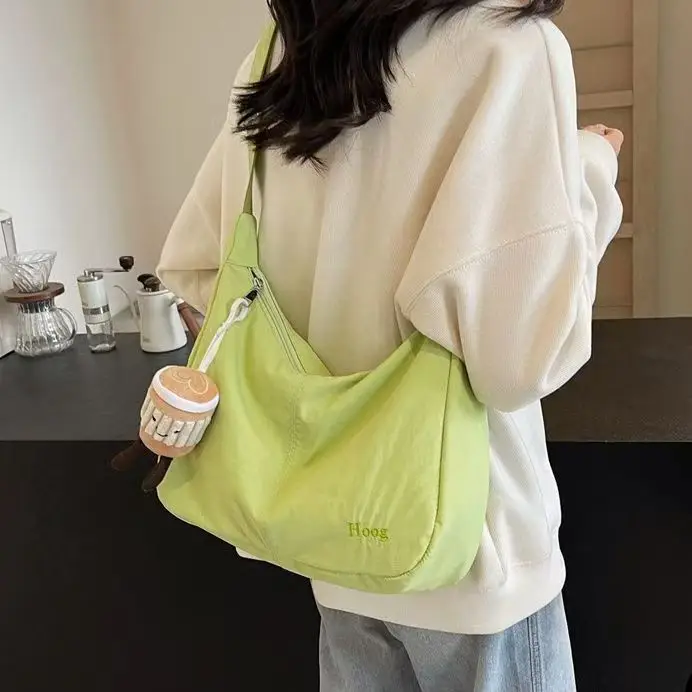 Women's Green Canvas Shoulder Bag 2025 Summer Lightweight Large Capacity — feature 32