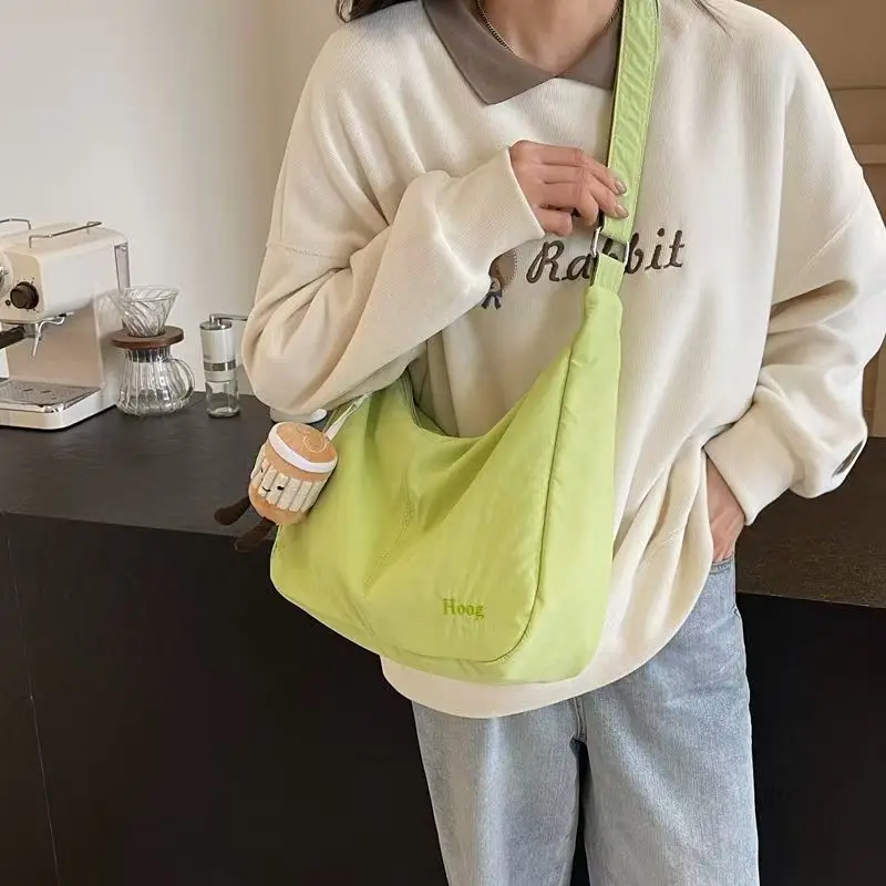 Women's Green Canvas Shoulder Bag 2025 Summer Lightweight Large Capacity — feature 33