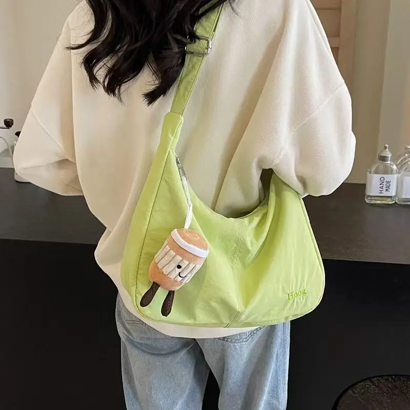 Women's Green Canvas Shoulder Bag 2025 Summer Lightweight Large Capacity — feature 34