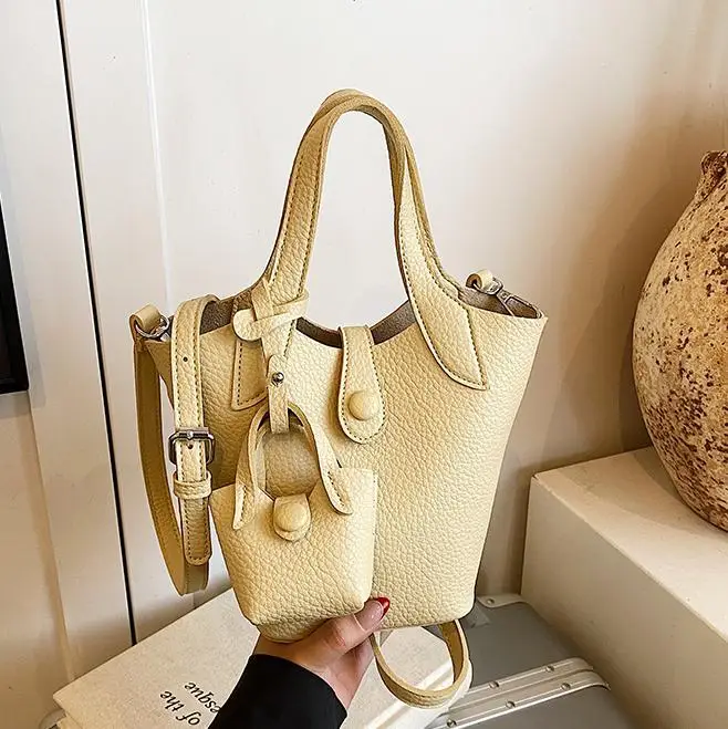 Women's 2-Piece Cream Leather Hand & Shoulder Bag Set - Image 7