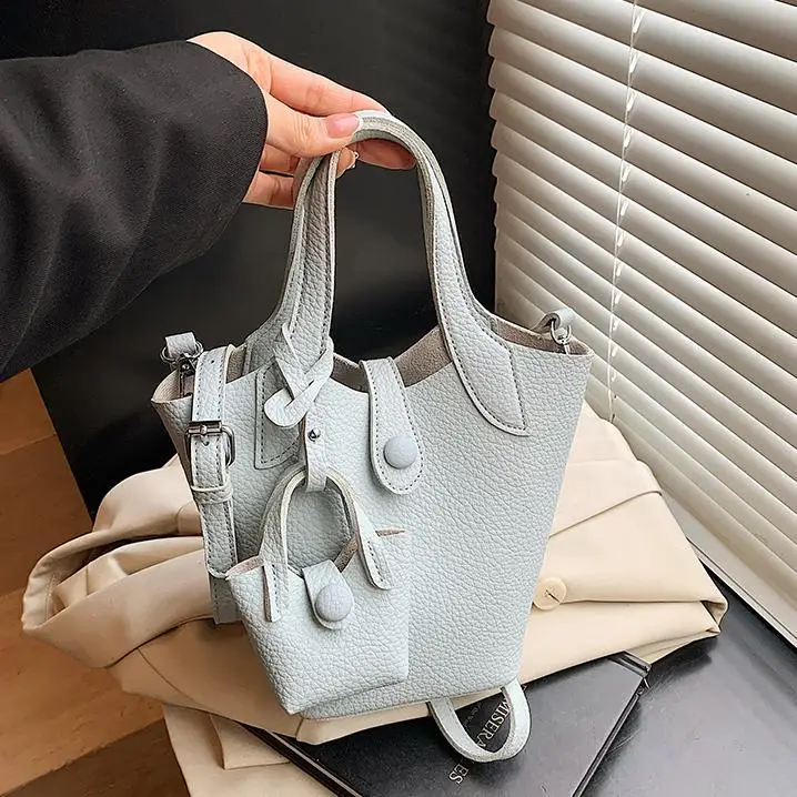 Women's 2-Piece Cream Leather Hand & Shoulder Bag Set - Image 9