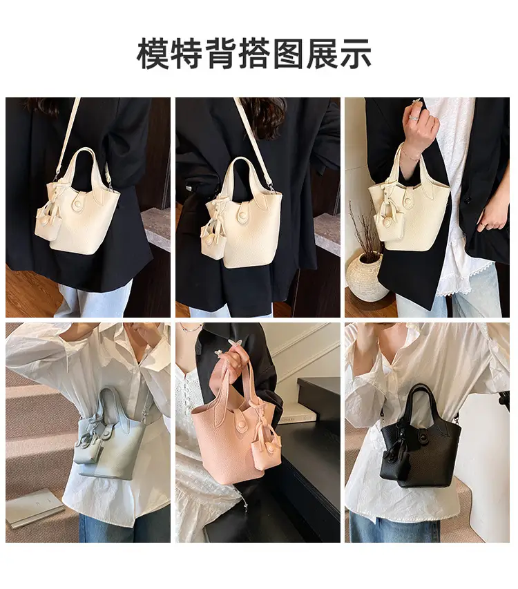 Women's 2-Piece Cream Leather Hand & Shoulder Bag Set — feature 12