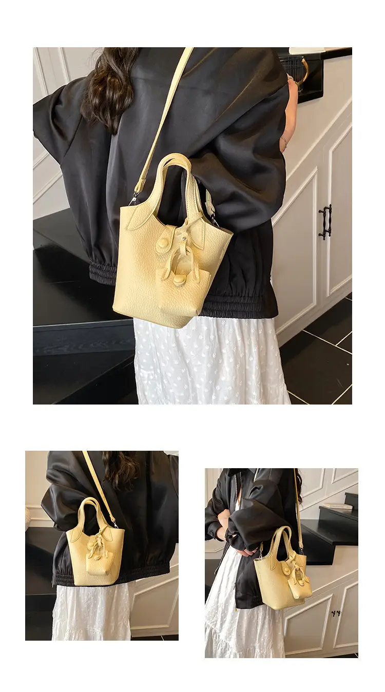 Women's 2-Piece Cream Leather Hand & Shoulder Bag Set — feature 14