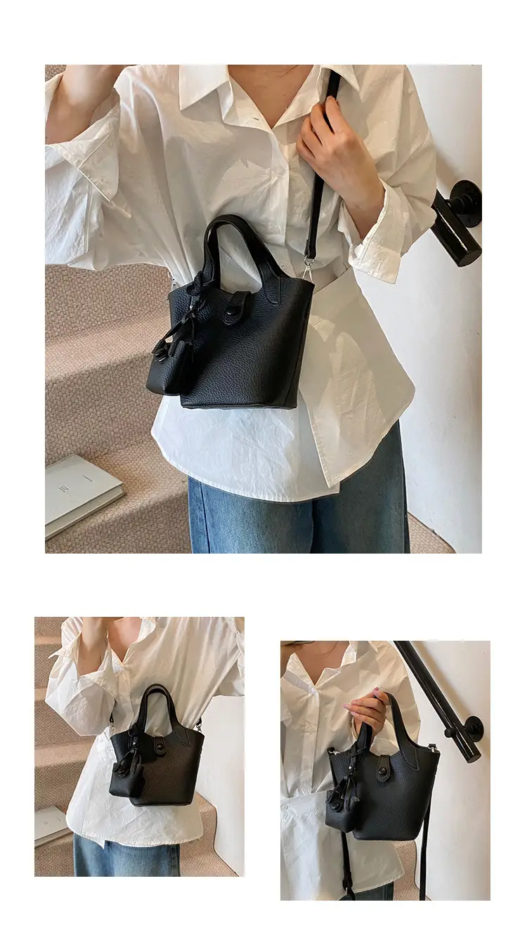 Women's 2-Piece Cream Leather Hand & Shoulder Bag Set — feature 17