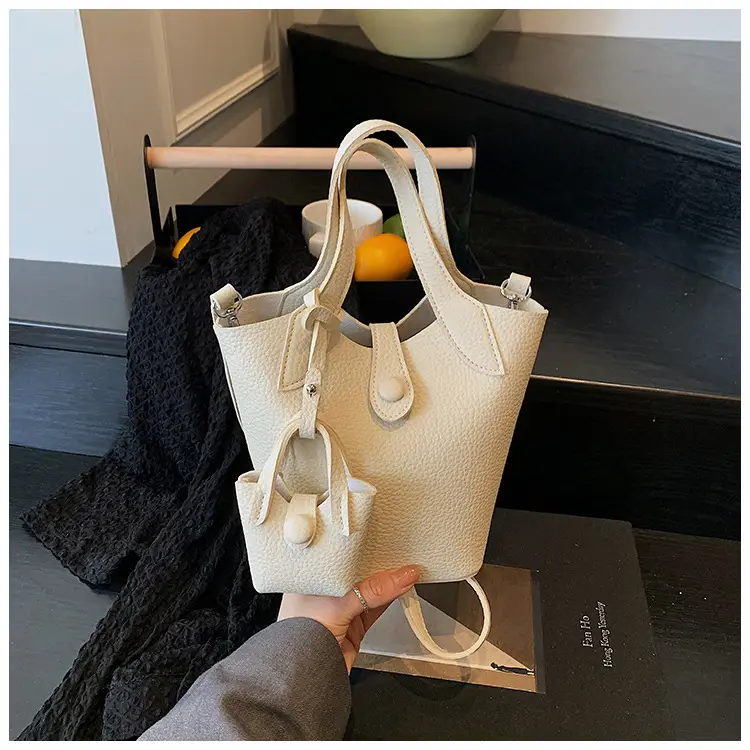 Women's 2-Piece Cream Leather Hand & Shoulder Bag Set — feature 18