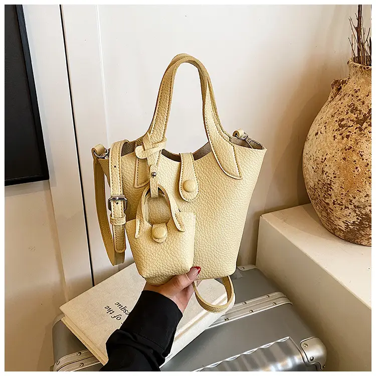 Women's 2-Piece Cream Leather Hand & Shoulder Bag Set — feature 24