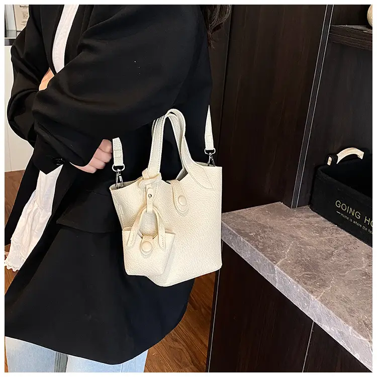 Women's 2-Piece Cream Leather Hand & Shoulder Bag Set — feature 32