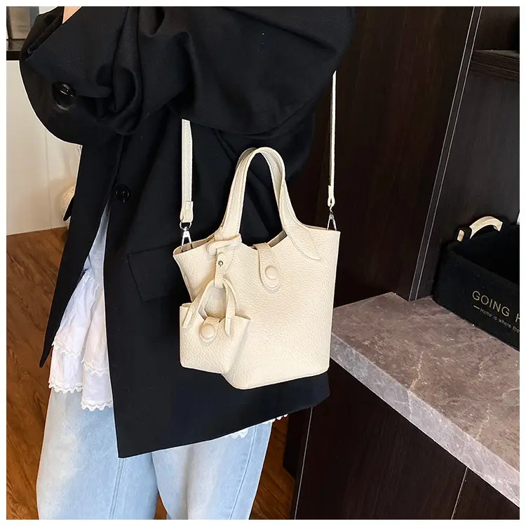 Women's 2-Piece Cream Leather Hand & Shoulder Bag Set — feature 33