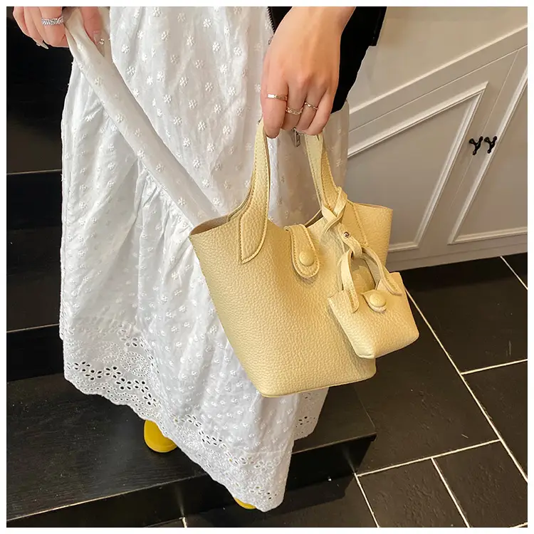 Women's 2-Piece Cream Leather Hand & Shoulder Bag Set — feature 36