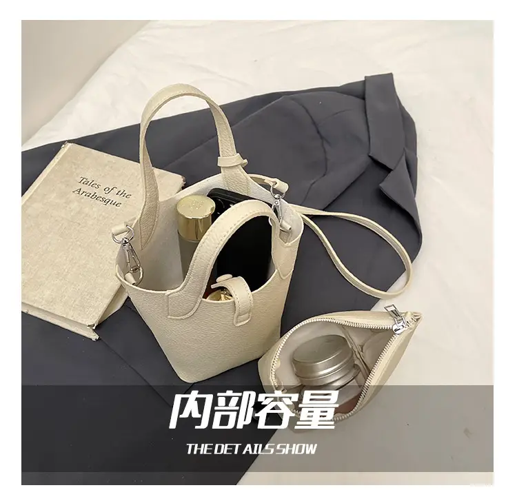 Women's 2-Piece Cream Leather Hand & Shoulder Bag Set — feature 4