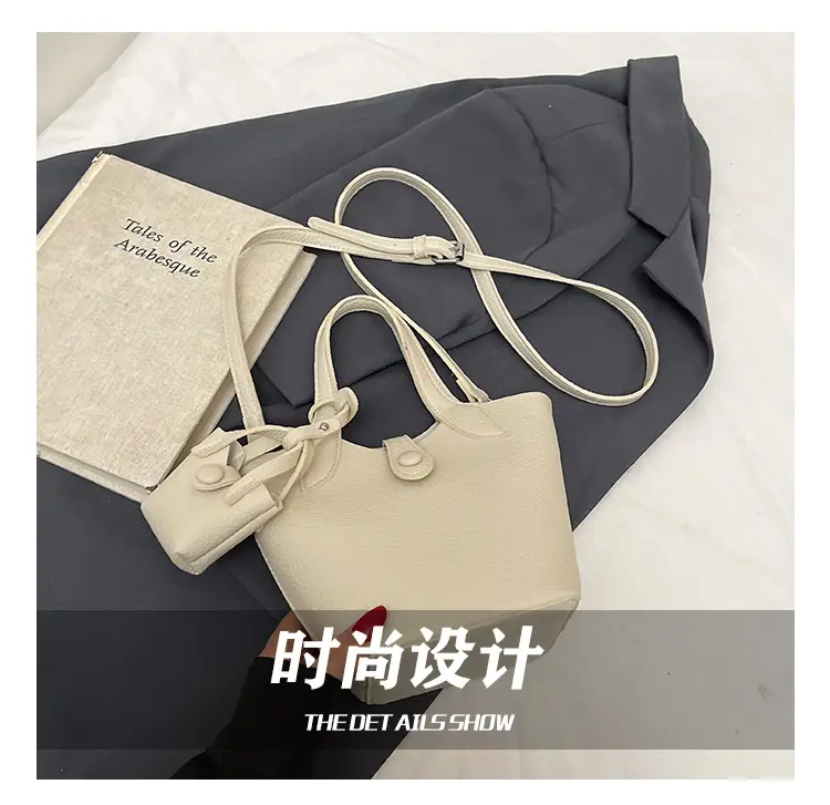 Women's 2-Piece Cream Leather Hand & Shoulder Bag Set — feature 7