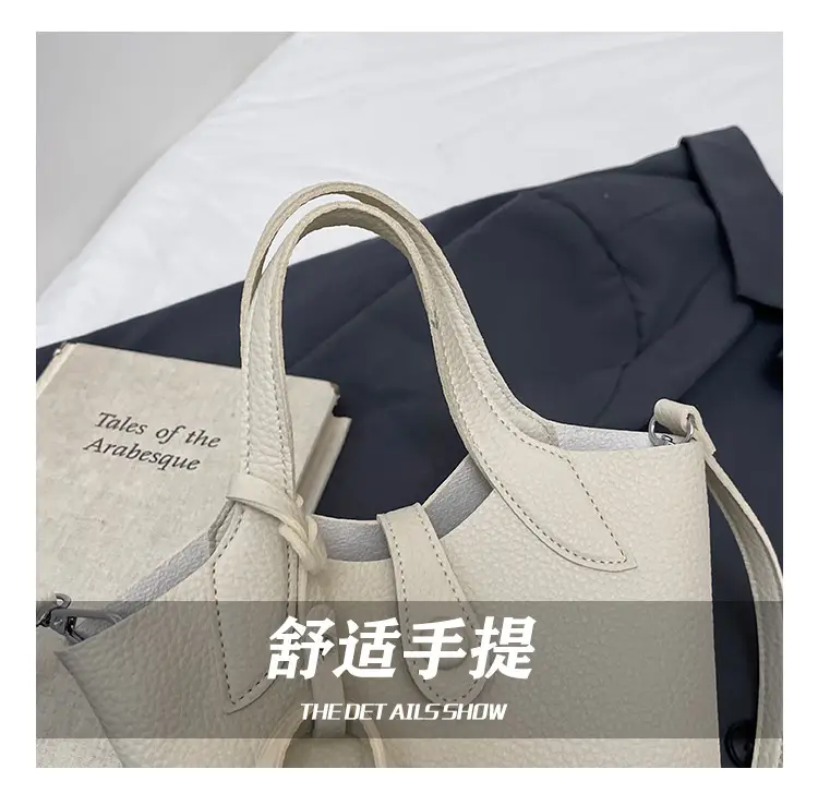 Women's 2-Piece Cream Leather Hand & Shoulder Bag Set — feature 8