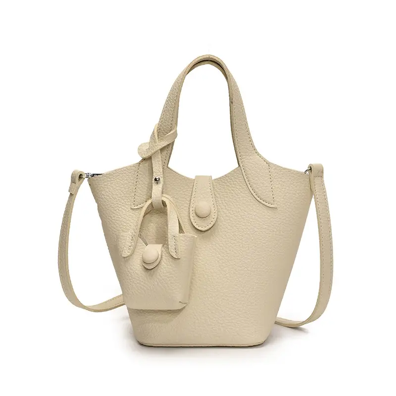 Women's 2-Piece Cream Leather Hand & Shoulder Bag Set - Image 5