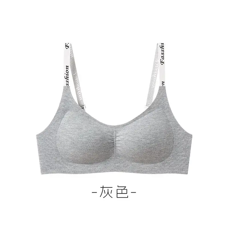 Black Letter Strap Non-Rimmed Sports Bra Women