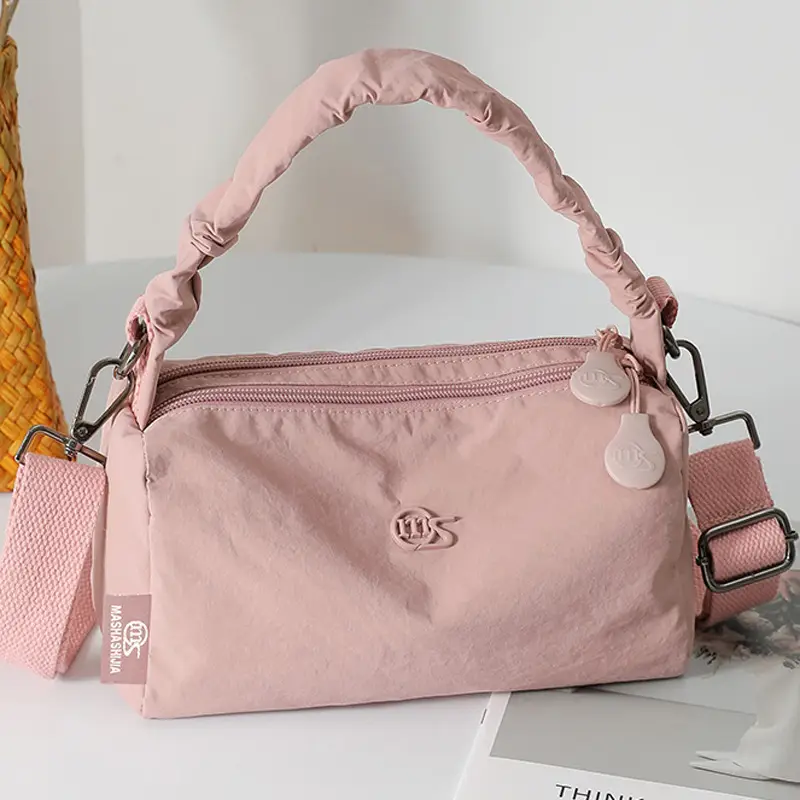 Women's Waterproof Nylon Shoulder Bag Beige - Image 8