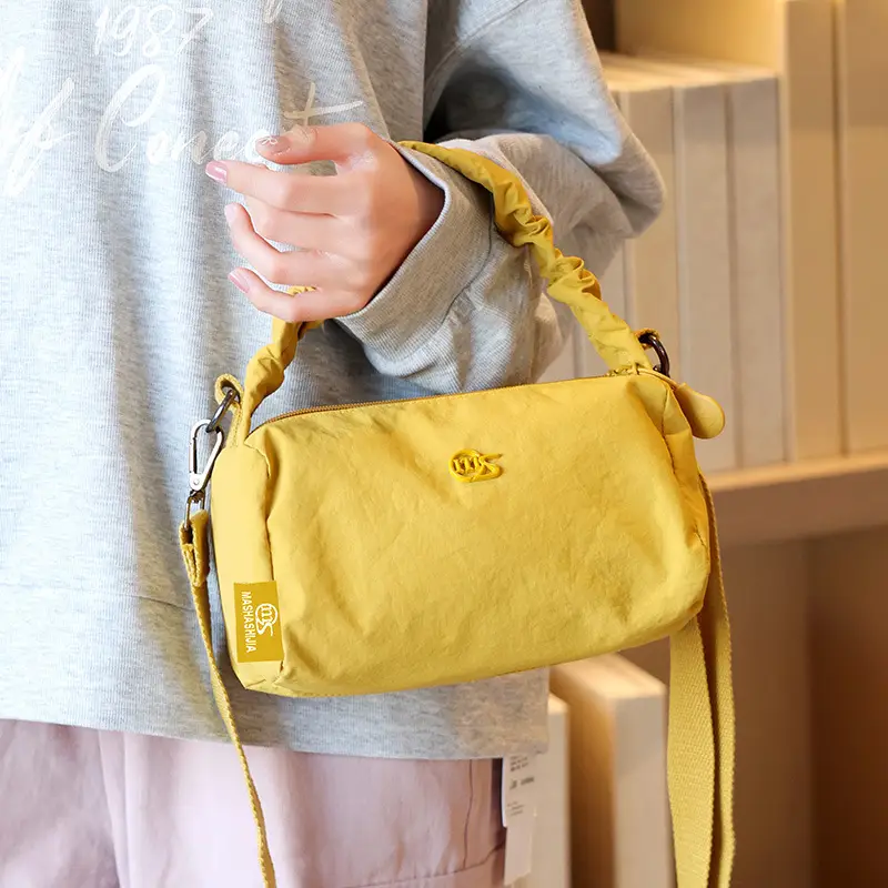 Women's Waterproof Nylon Shoulder Bag Beige - Image 9