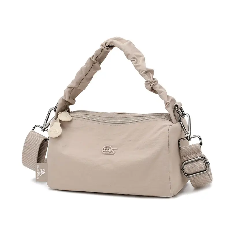 Women's Waterproof Nylon Shoulder Bag Beige - Image 10