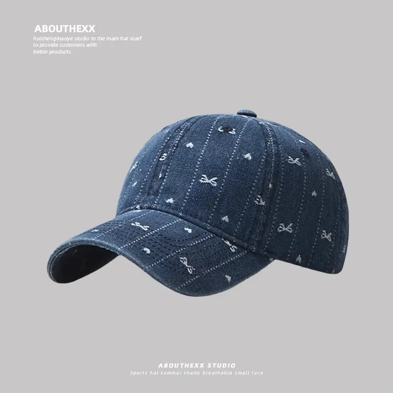 Women's Bow Embroidered Denim Baseball Cap - Image 3