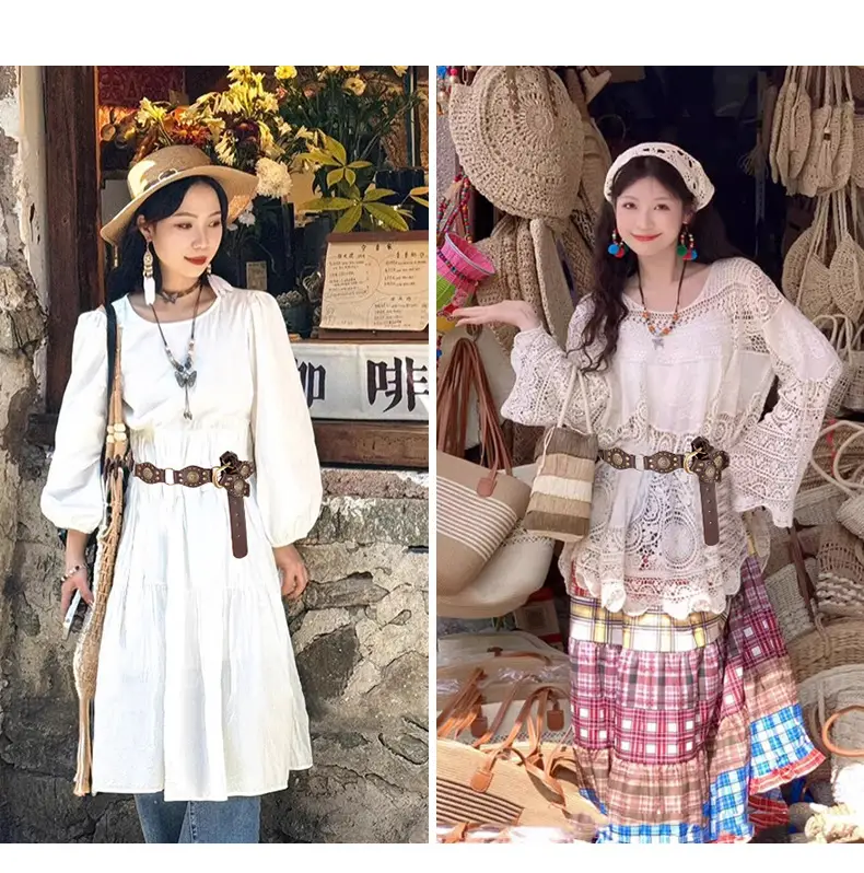 Vintage Belted Chain Hong Kong Style Women Dress — feature 4