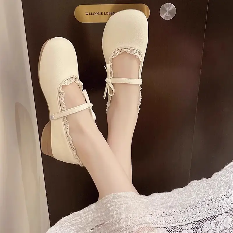 2025 New French Low Heel Dress Mary Jane Shallow Mouth Shoes Women's Evening Shoes Lolita Shoes - Image 4