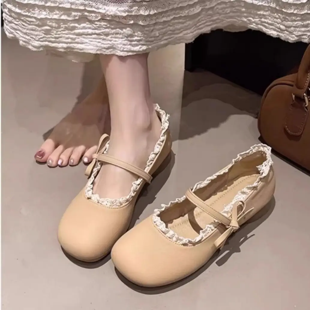 2025 New French Low Heel Dress Mary Jane Shallow Mouth Shoes Women's Evening Shoes Lolita Shoes - Image 2