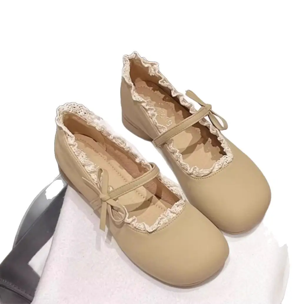2025 New French Low Heel Dress Mary Jane Shallow Mouth Shoes Women's Evening Shoes Lolita Shoes - Image 5