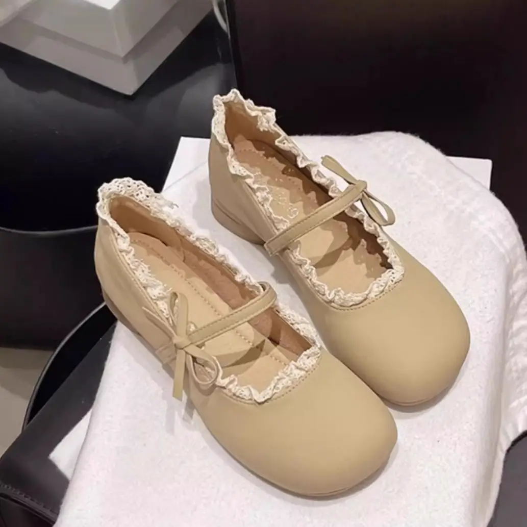 2025 New French Low Heel Dress Mary Jane Shallow Mouth Shoes Women's Evening Shoes Lolita Shoes — feature 3