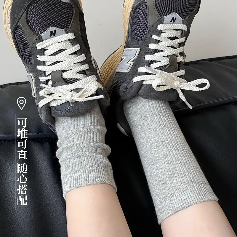 White Socks for Women, Mid-Calf Length, Thin Cotton Socks for Spring and Autumn, 2025 New Popular Style, Suitable for German Training Shoes, Long Socks