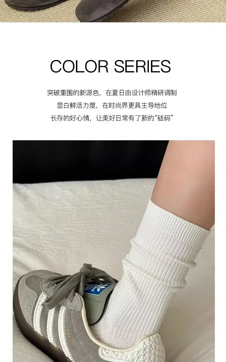 White Socks for Women, Mid-Calf Length, Thin Cotton Socks for Spring and Autumn, 2025 New Popular Style, Suitable for German Training Shoes, Long Socks — feature 2