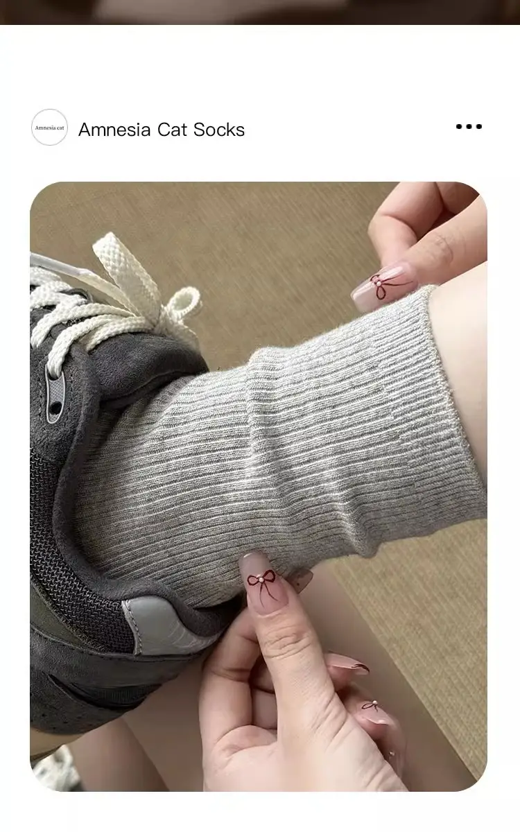 White Socks for Women, Mid-Calf Length, Thin Cotton Socks for Spring and Autumn, 2025 New Popular Style, Suitable for German Training Shoes, Long Socks — feature 9
