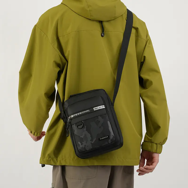 Men's Korean Style Crossbody Bag Black Green - Image 8