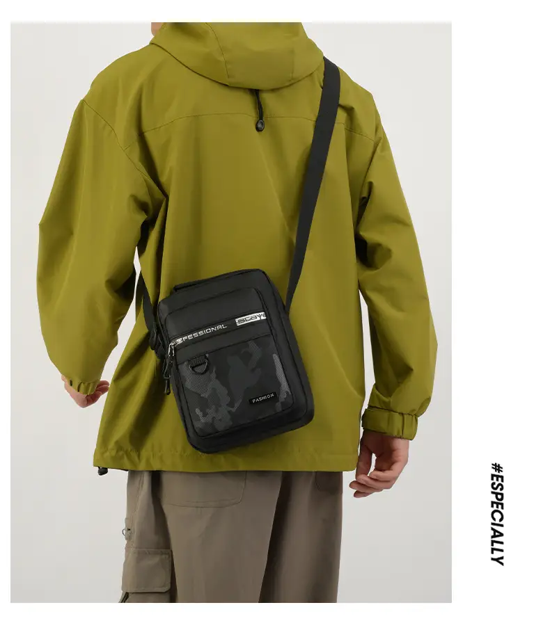 Men's Korean Style Crossbody Bag Black Green — feature 39