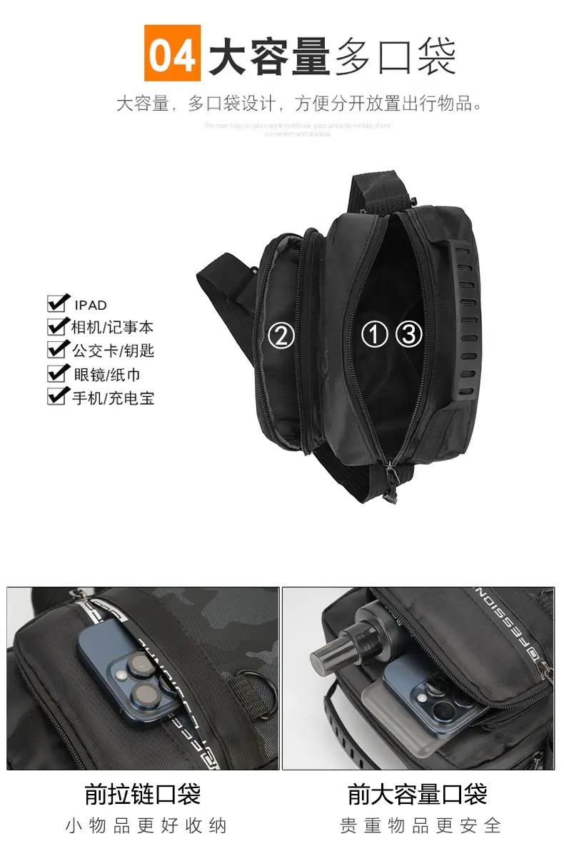 Men's Korean Style Crossbody Bag Black Green — feature 8